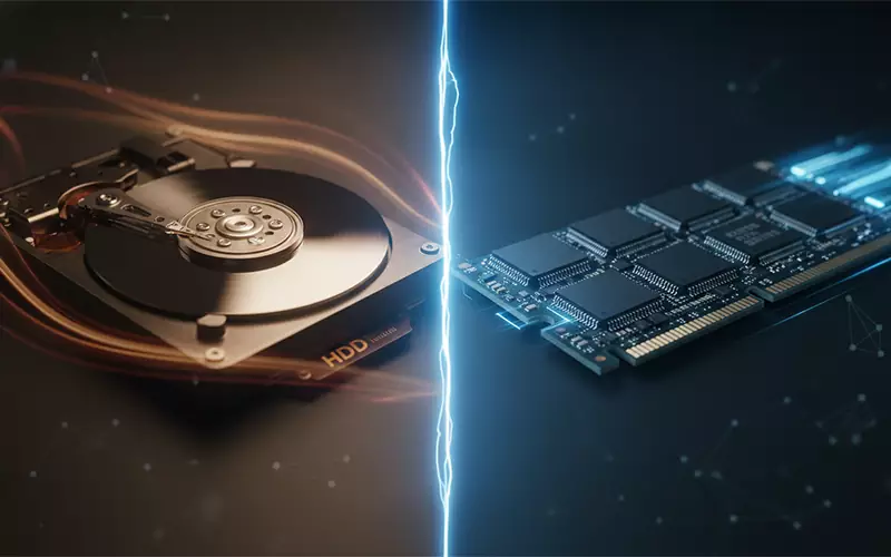 ارتقای لپ تاپ با SSD و رم | بهترین راه برای افزایش سرعت بدون خرید لپ تاپ جدید تفاوت HDD و SSD؛ چرا تعویض هارد بیشترین تأثیر را دارد؟