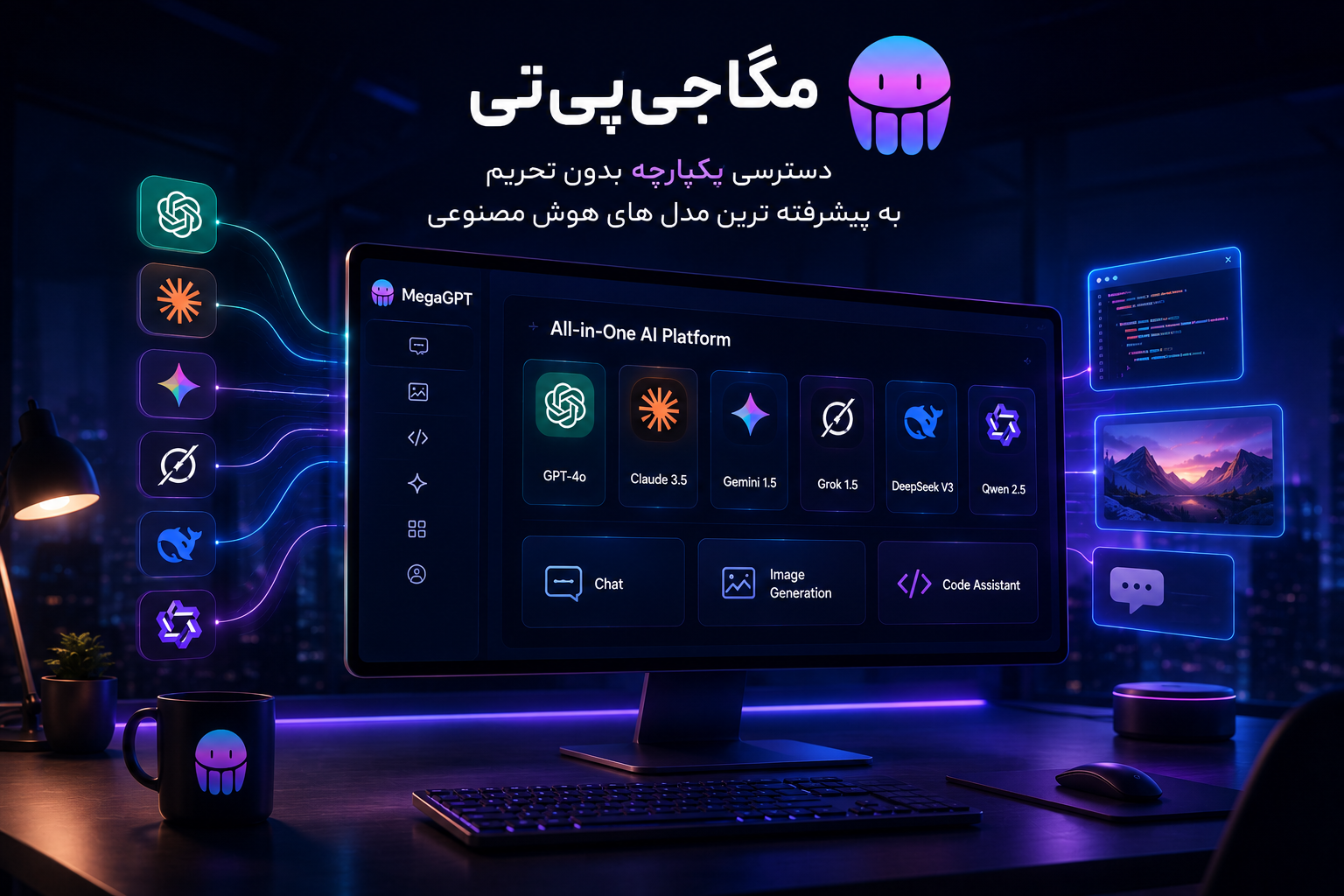 مگاجیپیتی؛ دسترسی به پیشرفتهترین مدلهای هوش مصنوعی جهان، بدون دغدغه تحریم و پرداخت ارزی مگاجیپیتی؛ دسترسی به پیشرفتهترین مدلهای هوش مصنوعی جهان، بدون دغدغه تحریم و پرداخت ارزی