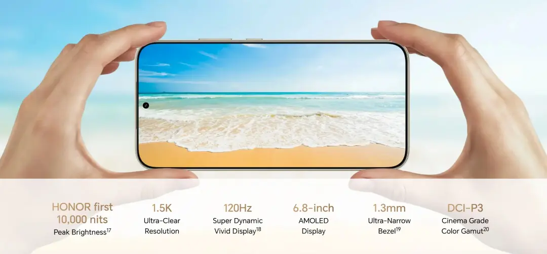 نمایشگر گوشی آنر X9e پرو با تصویر ساحل